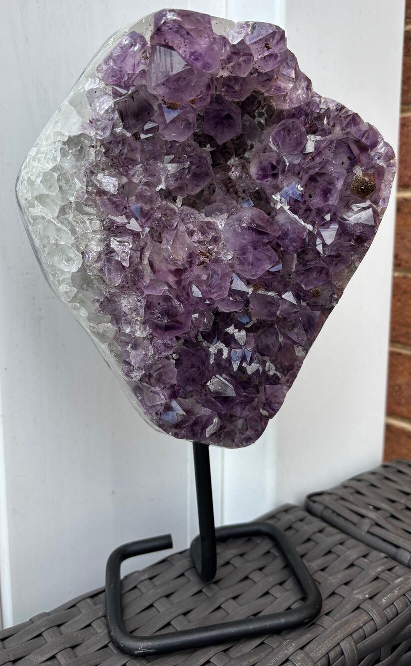 Large Brazilian Amethyst Geode Crystal Cluster on Stand 7.45 LB Natural Specimen